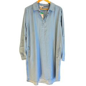 NWT | COMO VINTAGE Denim Shirt Dress Light Blue Casual Chic | XL Extra Large
